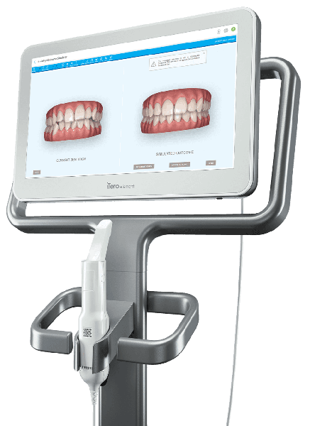 Dr. Kim showing a patient iTero digital scanner