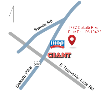 Map to 1732 Dekalb Pike, Blue Bell, PA 19422